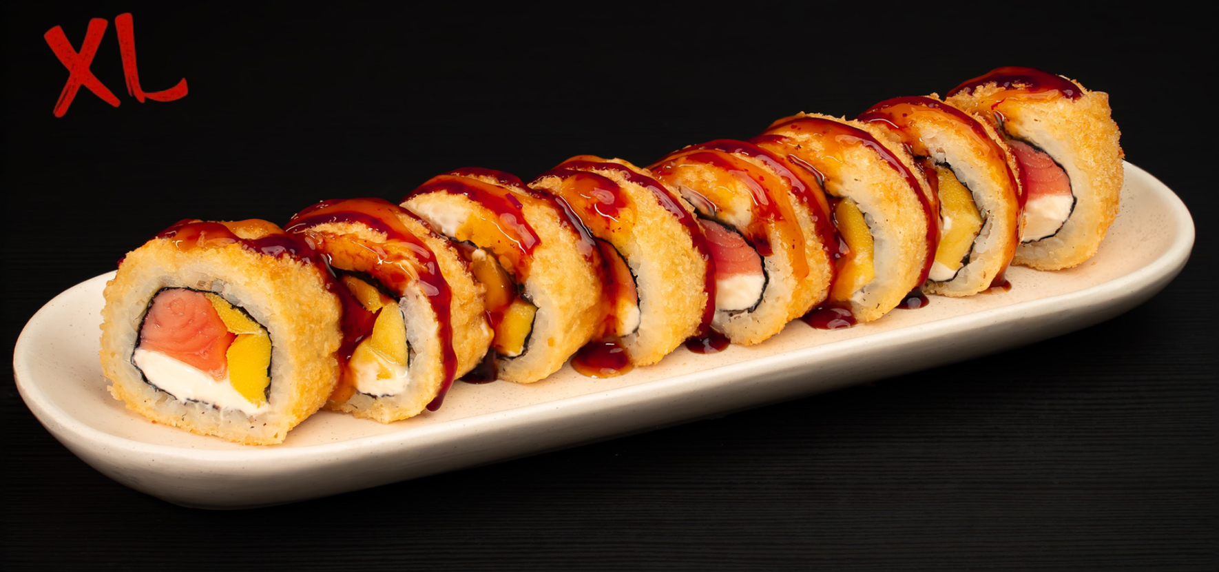 Tempura losos-mango.